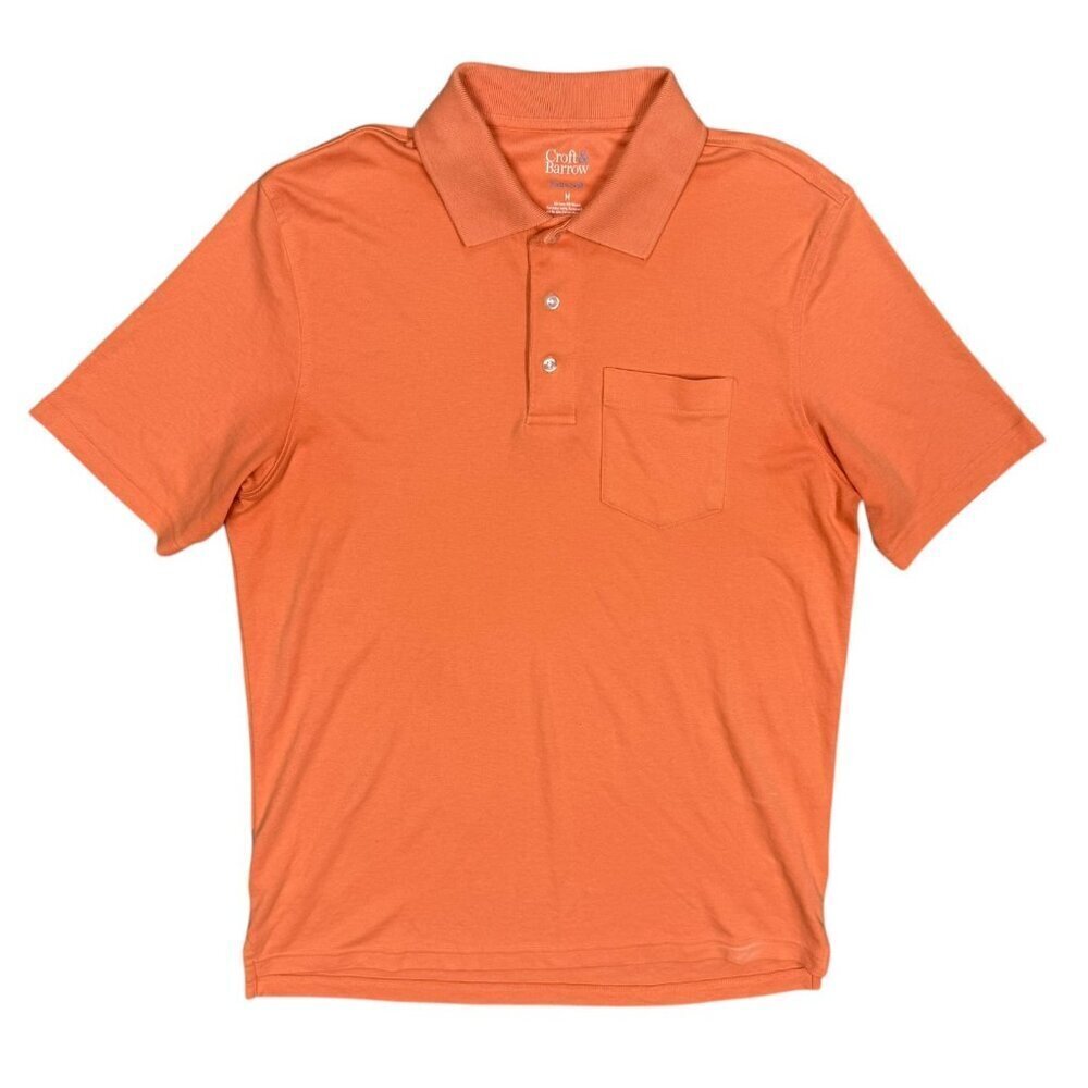 Croft & Barrow Extra Soft Polo Shirt Stretch Short Sleeve Orange Medium